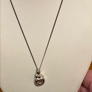 Modern Silver mother and child  Pendant Necklace